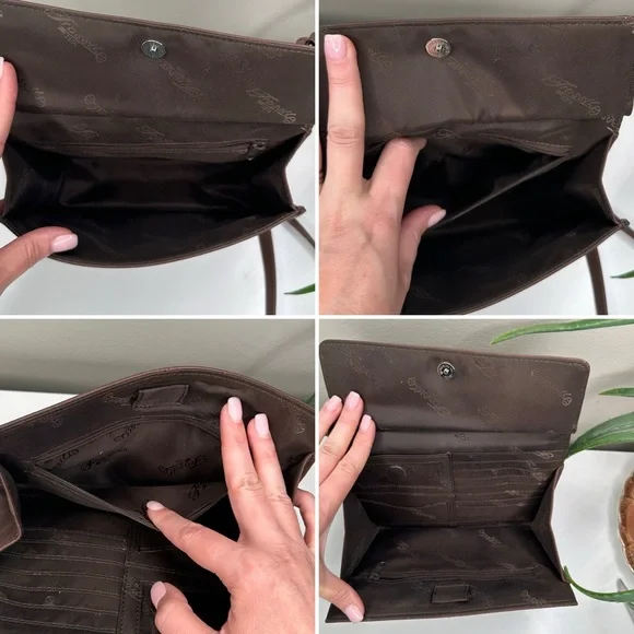 Fossil Vintage Brown Leather Crossbody Wallet Purse | 90s Y2K Minimalist - Picture 9 of 13